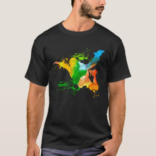 T-shirt Portrait Pop Coloré de Saut en Parachute