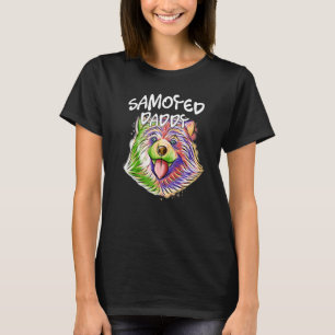 T-shirt Portrait Pop coloré Samoyed Chien Papa Fête des pè