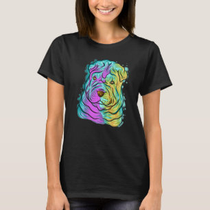 T-shirt Portrait Pop coloré Shar Pei Chien Maman Mère Da