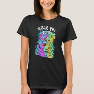T-shirt Portrait Pop coloré Shar Pei Chien Papa Da Père