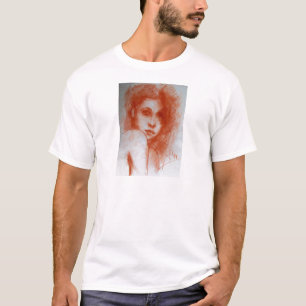 T-shirt Portrait ROMANTIQUE de BEAUTÉ/femme dans le brun