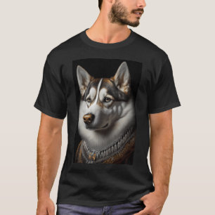 T-shirt Portrait vintage de chien Husky sibérien 46