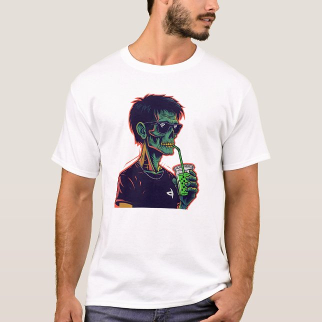 T-shirt Portrait Zombie Retro-Pop Avec Lunettes De Soleil (Devant)