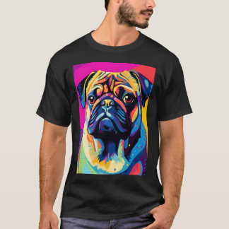 T-shirt Portraits de chien Pug dessin. animal coloré. Anim