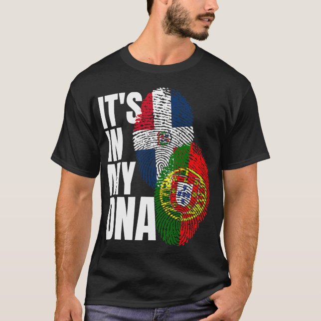 T-shirt Portugais Et Dominicain Mélangent L'ADN Drapeau Pa (Devant)