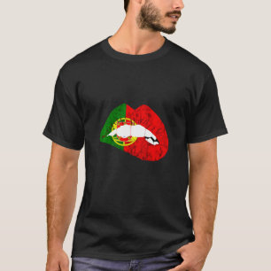 T-shirt Portugal Lèvres Bouche Kiss Me Moutonner Portugais