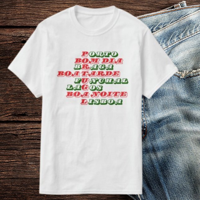 T-shirt Portugal Mens Bonjour Bonjour Bonjour Bonjour Blan (Créateur téléchargé)