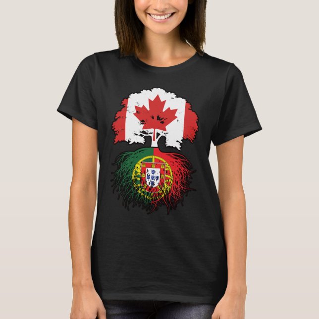T-shirt Portugal Portuguese Canadian Canada Tree Roots (Devant)
