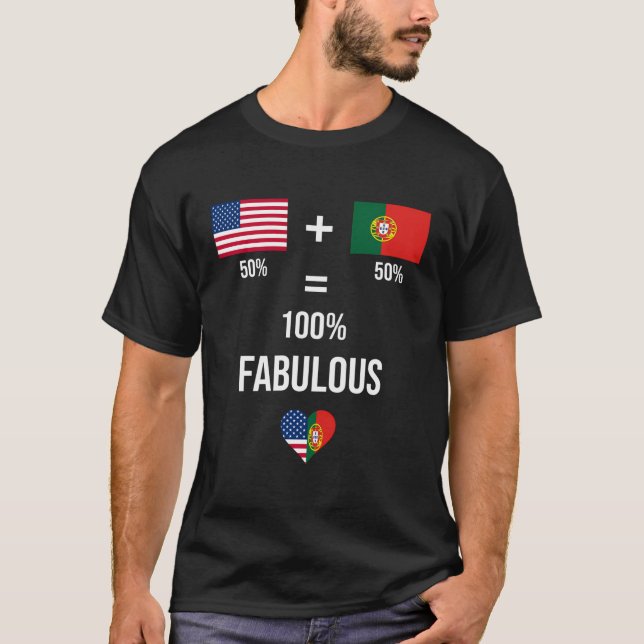 T-shirt Portugal Usa Chemise Drapeaux Moitié Portugais Moi (Devant)