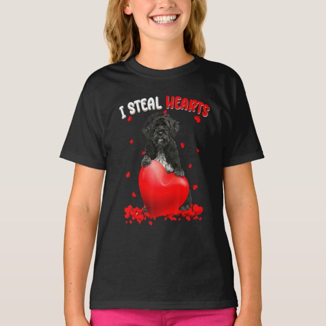 T-shirt Portuguese Water Dog Dog I Steal Hearts Cute Valen (Devant)
