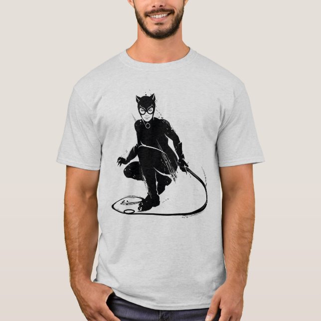 T-shirt Pose à pinceau en encre Catwoman (Devant)