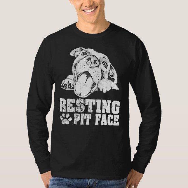 T-shirt Pose de repos visage drôle Pitbull drôle sueur (Devant)