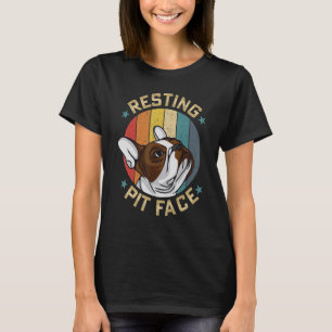 T-shirt Pose de repos Visage Pitbull Propriétaire Chien Mè