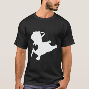 T-shirt Pose De Yoga Bulldog Avec Coeur D'Amour Cadeau Fra