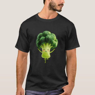 T-shirt Pose de yoga de brocoli heureux Personnage de légu