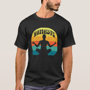 T-shirt Pose de yoga Namaste Paix Méditer Zen Rétro Couche