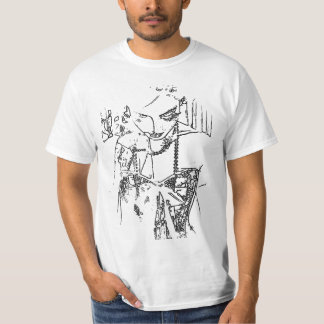 T-shirt pose sexy noir et blanc contour imprimé pour chemi