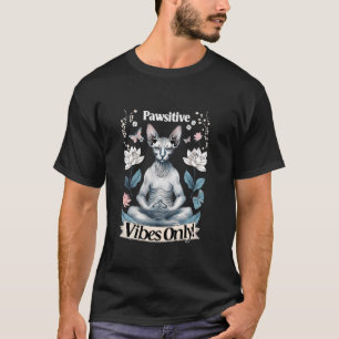 T-shirt Poses de yoga à vibrations positives chaton Sphynx