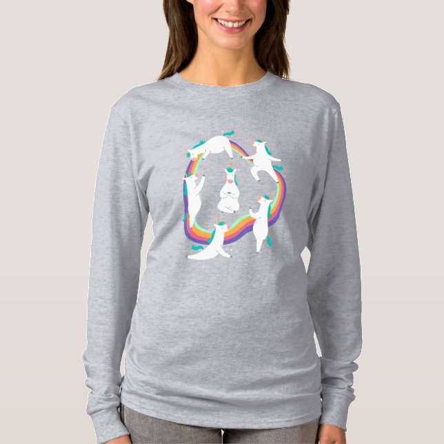 T-shirt Poses de Yoga Unicorne (Devant)