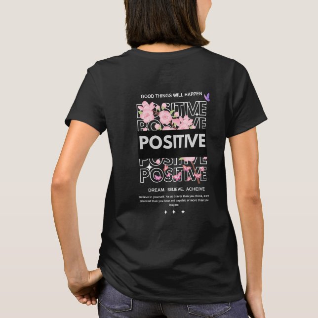 T-shirt Positive Mindset Quote with Cherry Blossoms (Dos)