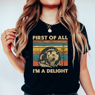 T-shirt Possum Drôle Rétro Forêt ; “Je suis un Délice” Été