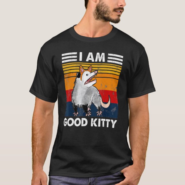 T-shirt Possum Je Suis Bon Kitty Fake Chat Retro Opossum C (Devant)
