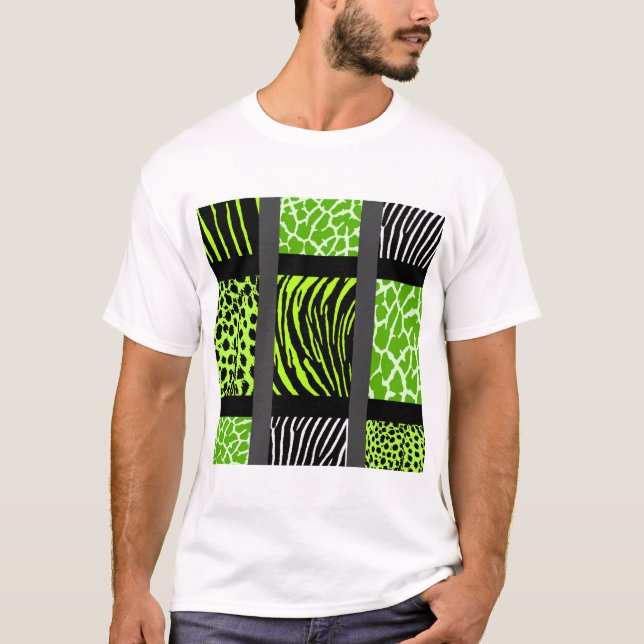 T-shirt Poster de animal mixte Lime Green (Devant)