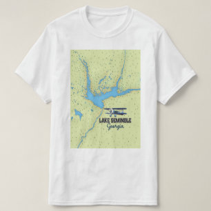 T-shirt Poster de la carte du lac Seminole Georgia