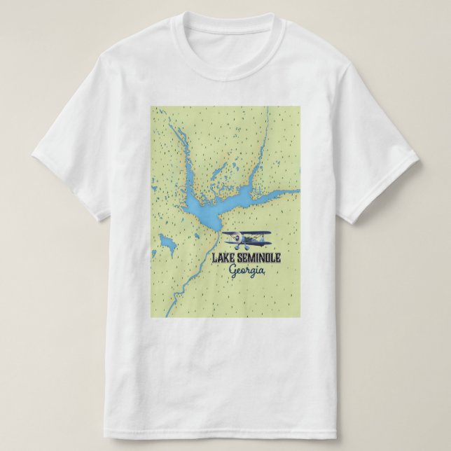 T-shirt Poster de la carte du lac Seminole Georgia (Design devant)