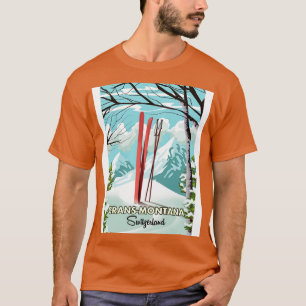 T-shirt poster de ski CransMontana Suisse