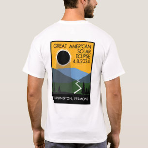 T-shirt Poster de voyage de Burlington, VT Eclipse