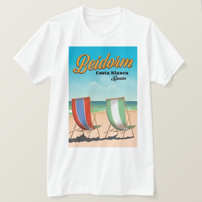 T-shirt poster de voyage de plage de Benidorm (Design devant)