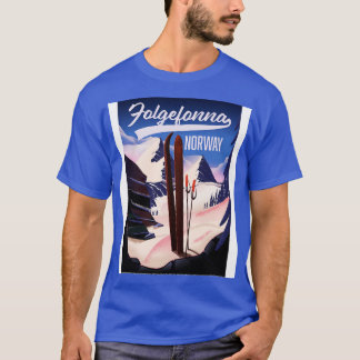 T-shirt Poster de voyage de ski de Folgefonna nordique