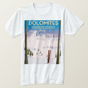 T-shirt poster de voyage Dolomites Sassongher Mountain Ita