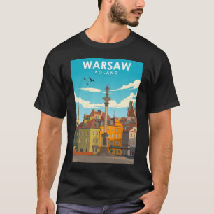 T-shirt Poster de voyage minimal Vintage de Varsovie Polog