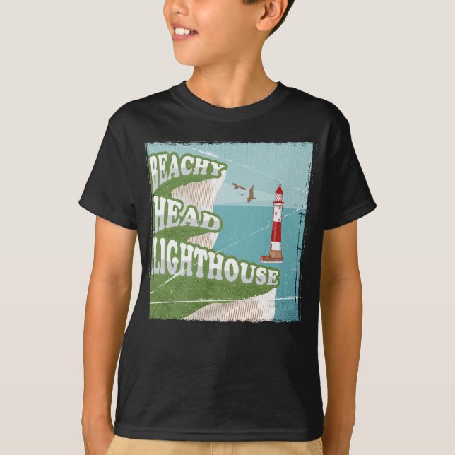 T-shirt Poster rétro du phare à tête de plage (Devant)