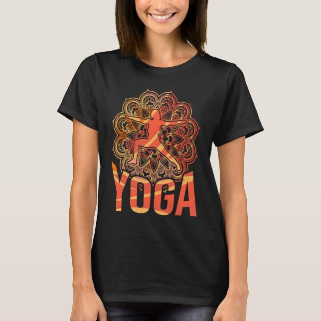 T-shirt Posture de yoga du guerrier Mandala (Devant)