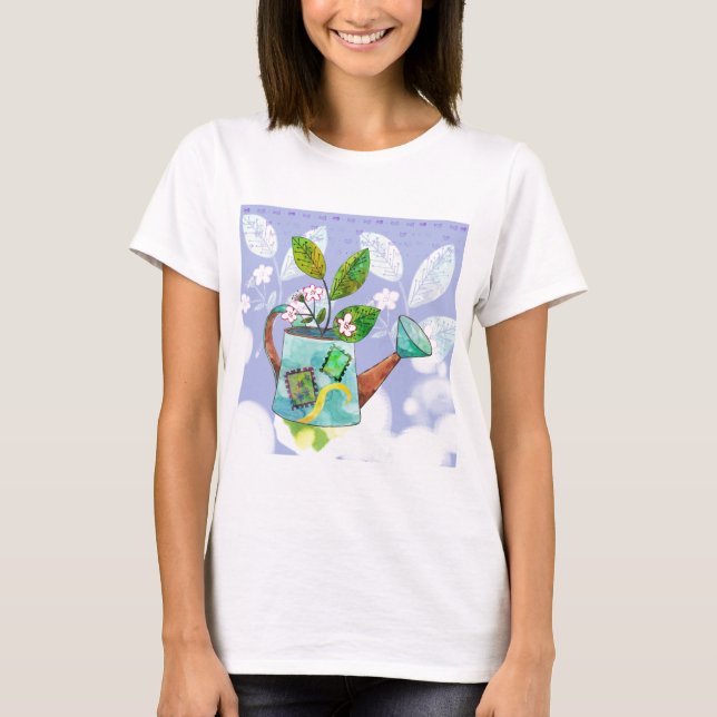 T-shirt Pot de fleurs de boîte d'arrosage - illustration (Devant)