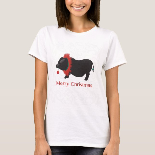 T-shirt Potbellied Cochon Joyeux Noël Design (Devant)