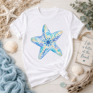 T-shirt Poterie à thème floral Art Étoile de mer