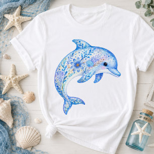 T-shirt Poterie d'art à thème floral dauphin