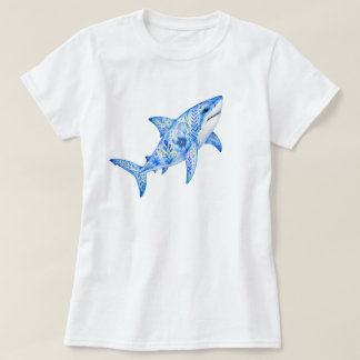 T-shirt Poterie d'art sur le thème floral requin