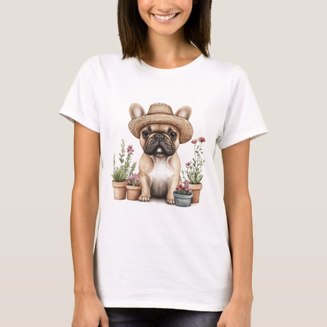 T-shirt Pots de fleurs de jardinage de Bulldog (Devant)