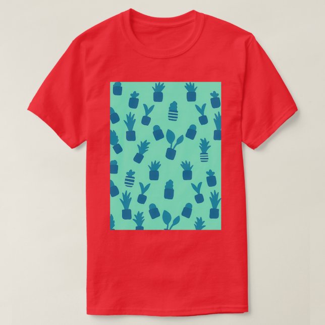 T-shirt Pots Plante Little Blue Teracotta (Design devant)