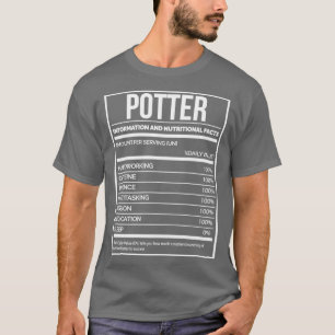 T-shirt Potter Funny Potterie Étiquette de nutrition