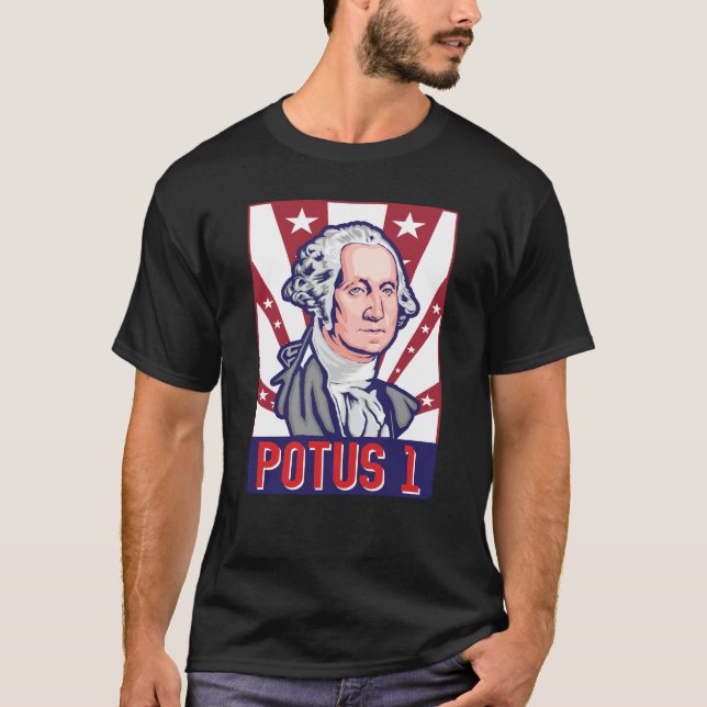 T-shirt Potus 1 4 juillet premier président Washington (Devant)
