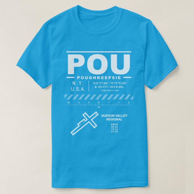 T-shirt POU de l'aéroport régional de Hudson Valley (Design devant)