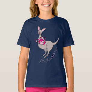 T-shirt Pouch de coeur rose gris kangourou graphique t-shi