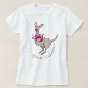 T-shirt Pouch de coeur rose gris kangourou graphique t-shi