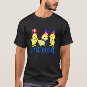 T-shirt Poule 4 juillet Tee Drapeau Américain Femme Poule